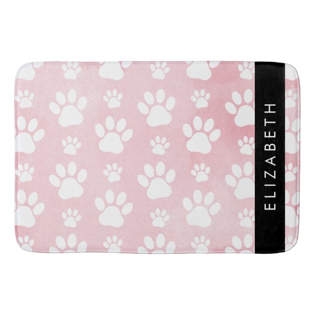 Hund Tassar, vit Tassar, Rosa vattenfärger, ditt n Badrumsmatta (Framsidan)