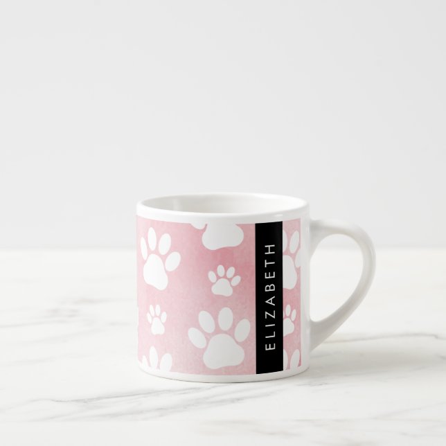 Hund Tassar, vit Tassar, Rosa vattenfärger, ditt n Espressomugg (Höger)