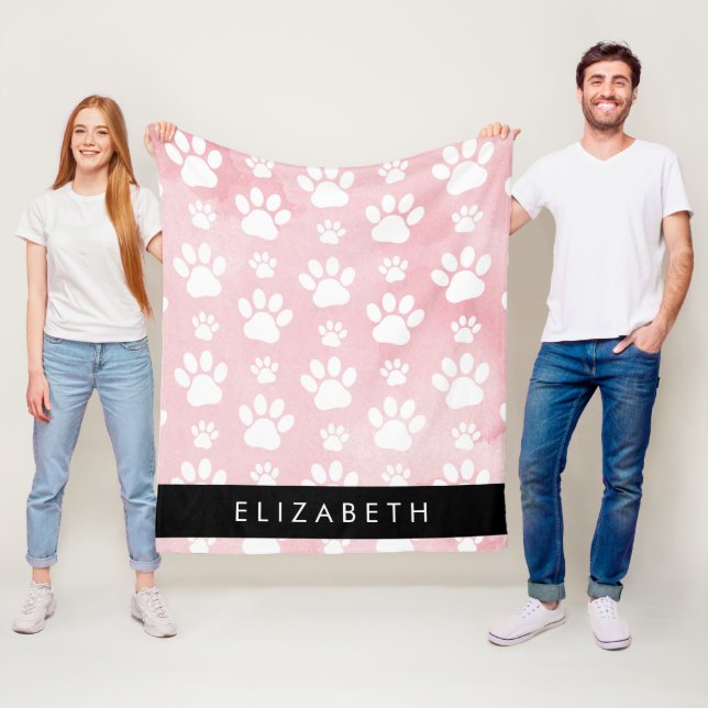 Hund Tassar, vit Tassar, Rosa vattenfärger, ditt n Fleecefilt (På plats)