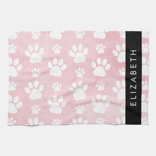 Hund Tassar, vit Tassar, Rosa vattenfärger, ditt n Kökshandduk (Horisontell)