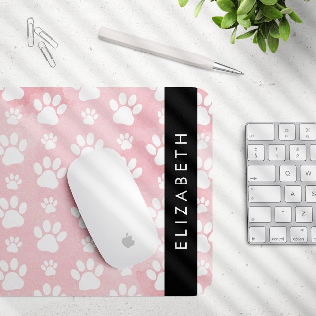 Hund Tassar, vit Tassar, Rosa vattenfärger, ditt n Musmatta (Skapare uppladdad)