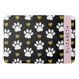 Hund, Tassar, Vita Tassar, Guld Hearts, Ditt namn Badrumsmatta