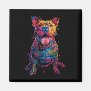 Hund Tattoos Pitbull Tattoed Colorful Tattooed Hun Magnet