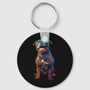 Hund Tattoos Pitbull Tattoed Colorful Tattooed Hun Nyckelring