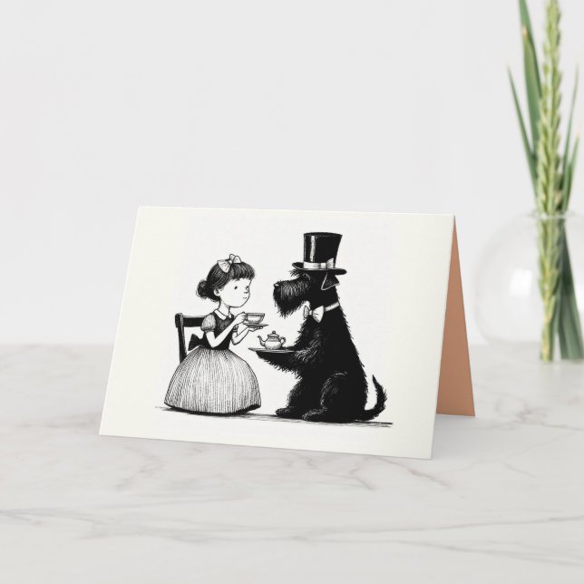 Hund Tea Party Hälsning kort (Framsida)