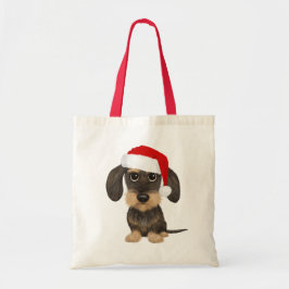Hund Teckel i Wirehved Dachshund Santa Teckel Tygkasse