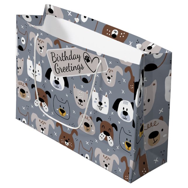 Hund tecknad ansikte illustrerade sömlöst mönster (Framsidan Vinklad)