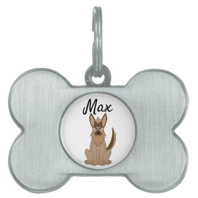 Hund Tecknad Fantastisk German Shepherd ID-bricka Husdjur (Framsidan)