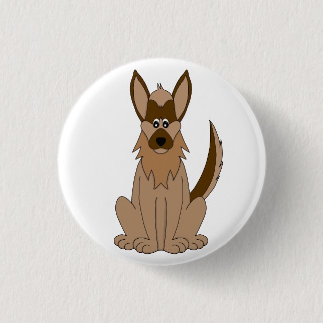 Hund Tecknad Fantastisk German Shepherd Knapp (Framsida)