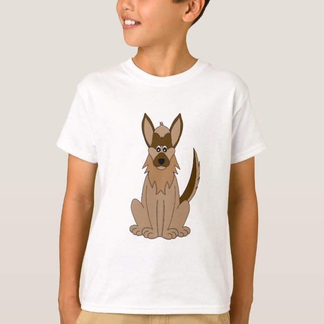 Hund Tecknad Fantastisk German Shepherd T Shirt (Framsida)