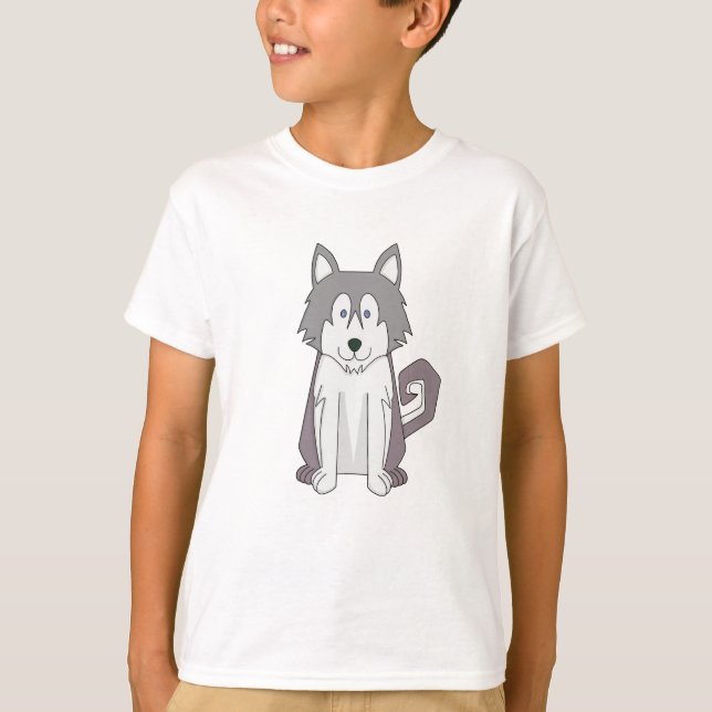 Hund Tecknad Fantastisk Siberian husky T Shirt (Framsida)