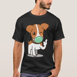 Hund tecknad med mask t shirt