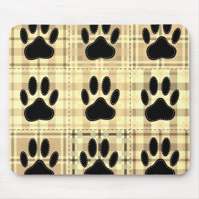 Hund Tecknad Mönster Quilt i Sepia Mouse Pad Musmatta (Framsidan)