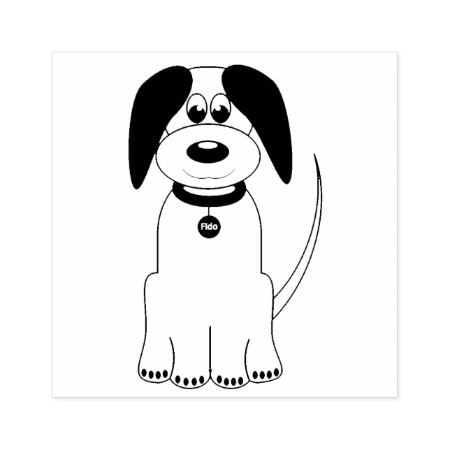 Hund tecknad stämpel (Tryck)