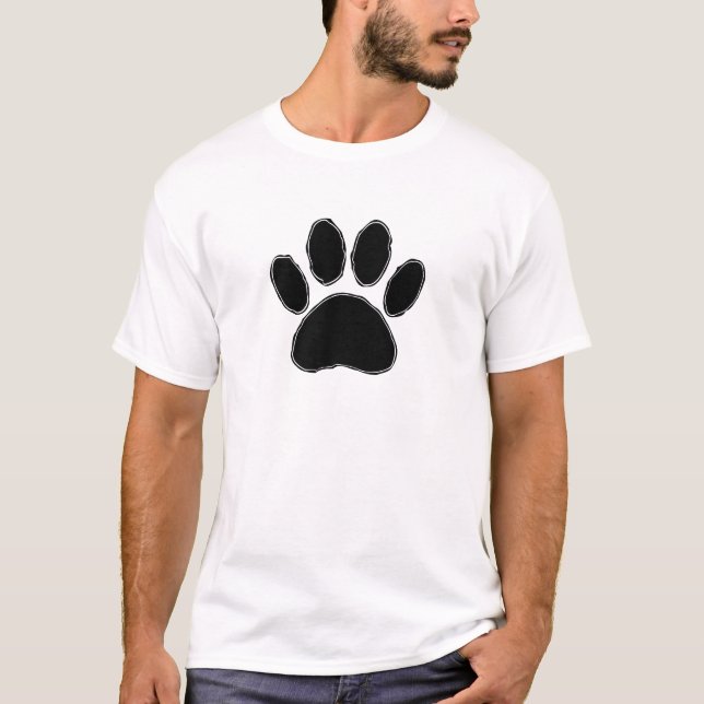 Hund Teckning i Svarta Tass T-shirt (Framsida)