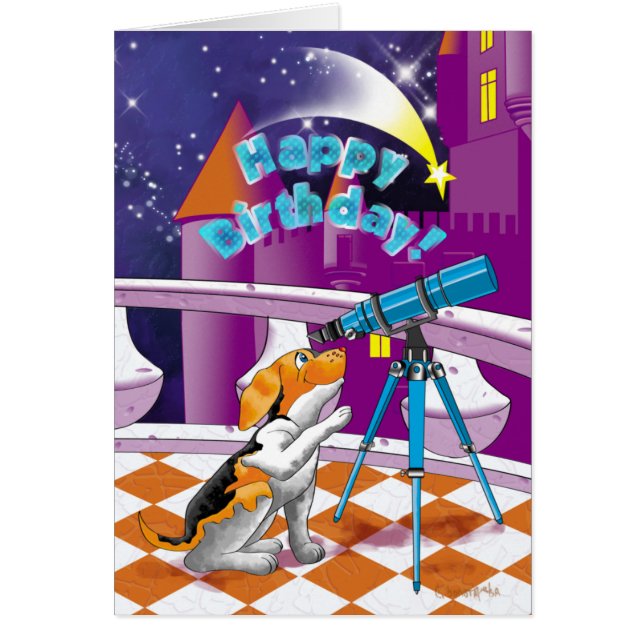 hund telescope hälsningskort (Framsidan)