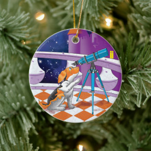 hund telescope julgransprydnad keramik