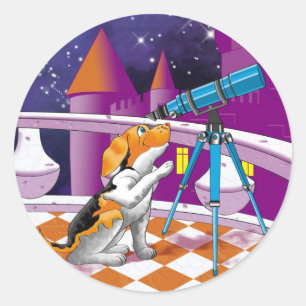 hund telescope runt klistermärke