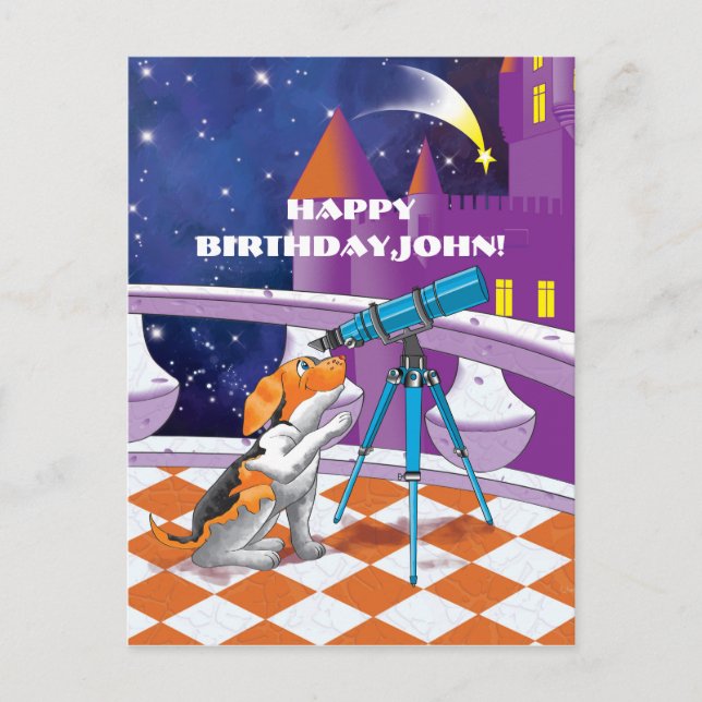 hund telescope vykort (Framsida)