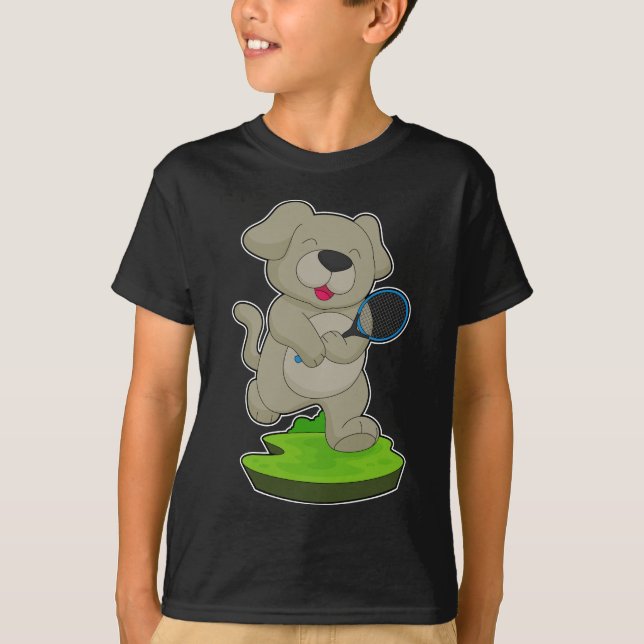 Hund Tennis Tennis racket Sports T Shirt (Framsida)