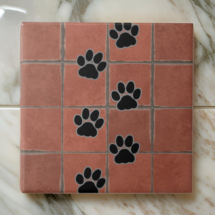 Hund Terracotta Golv-spår i Tassar Kakelplatta
