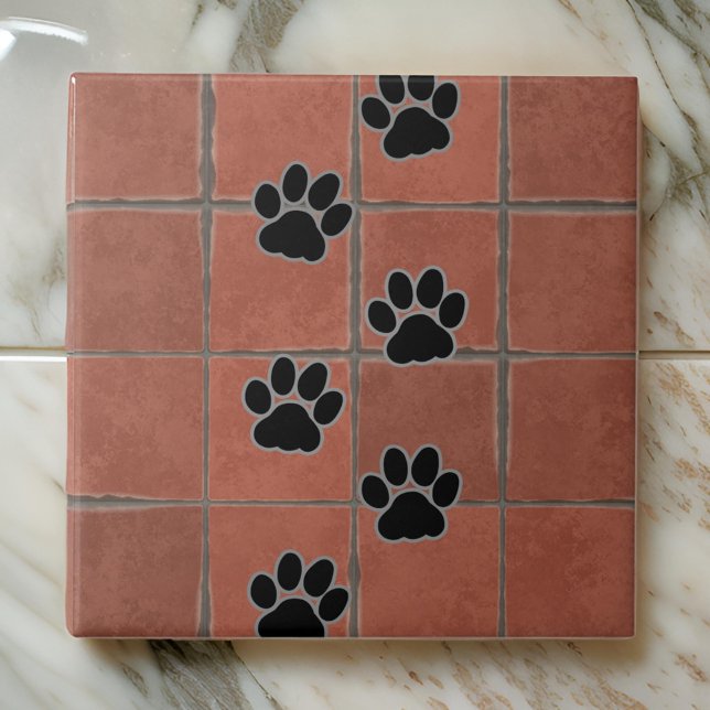 Hund Terracotta Golv-spår i Tassar | Kakelplatta (Skapare uppladdad)