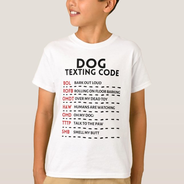 Hund Textning Kod T Shirt (Framsida)