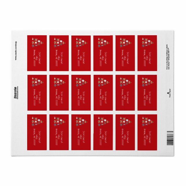 Hund Thated Red jul Adressetikett (Helt Ark)