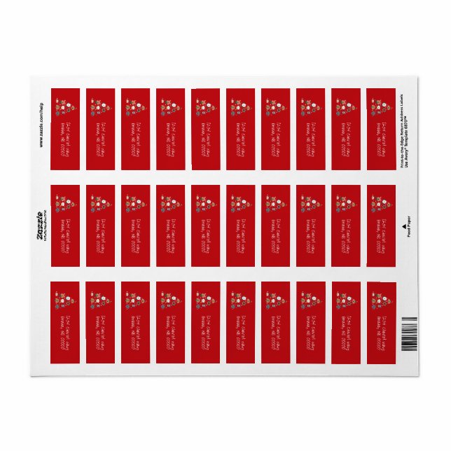 Hund Thated Red jul Returadress Etikett (Helt Ark)