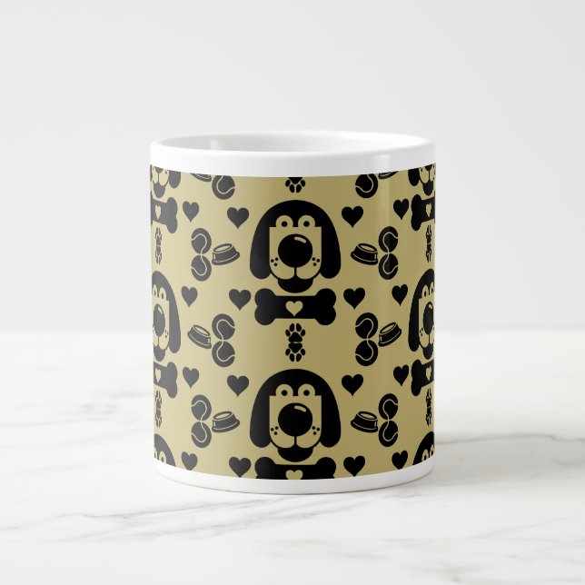 Hund Thecked Patterned Jumbo Mugg (Framsidan)