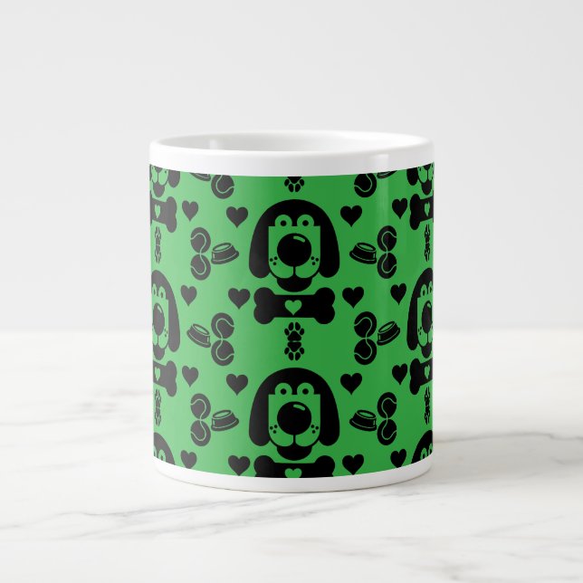 Hund Thecked Patterned Jumbo Mugg (Framsidan)