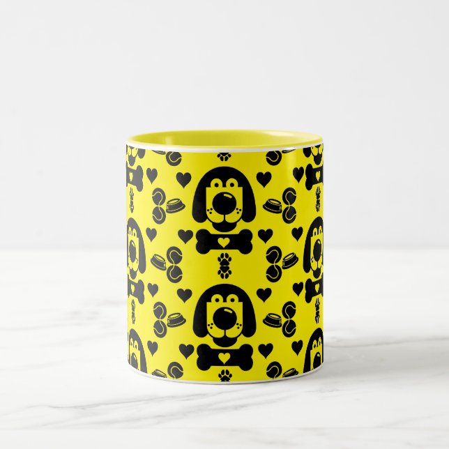 Hund Thecked Patterned Två-Tonad Mugg (Center)