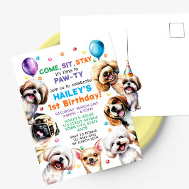 Hund Theme Födelsedagsfest inbjudan