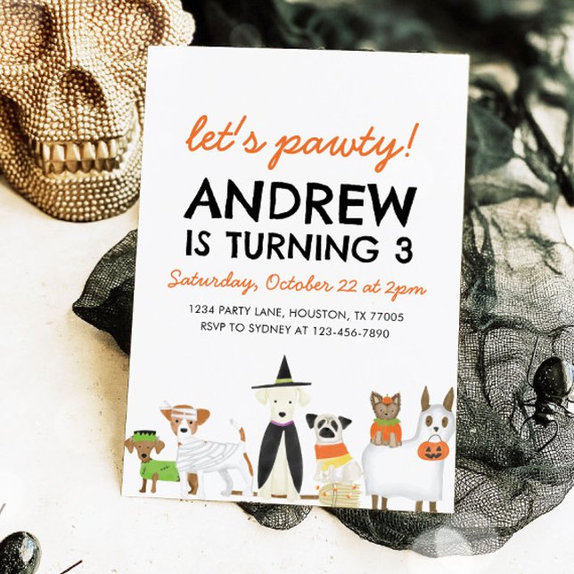 Hund Theme Puppy Party Halloween Birthday Inbjudningar (Skapare uppladdad)