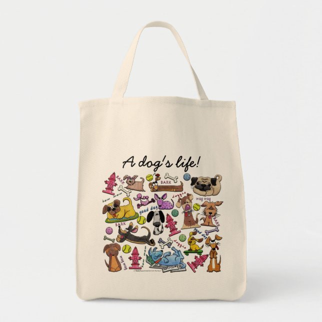 Hund Thned Collage Tote Bag Tygkasse (Framsidan)