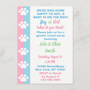 Hund Thned Gender Reveal Party Inbjudningar
