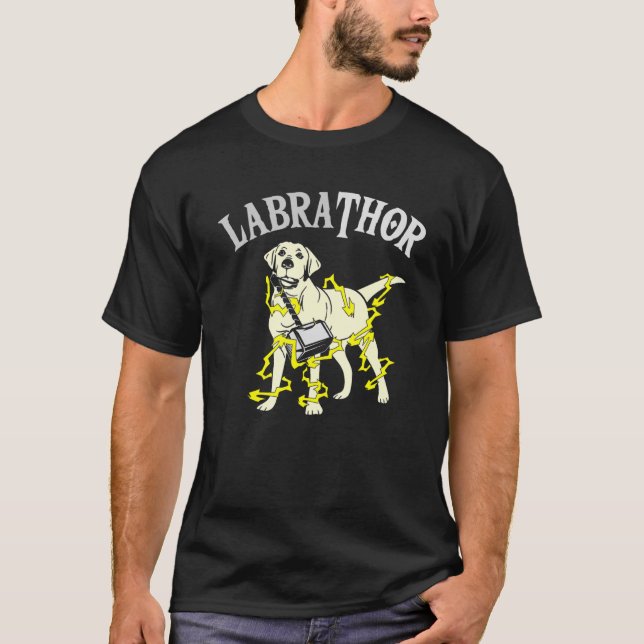 Hund Thor Hammer Labrador Pun Joke T Shirt (Framsida)