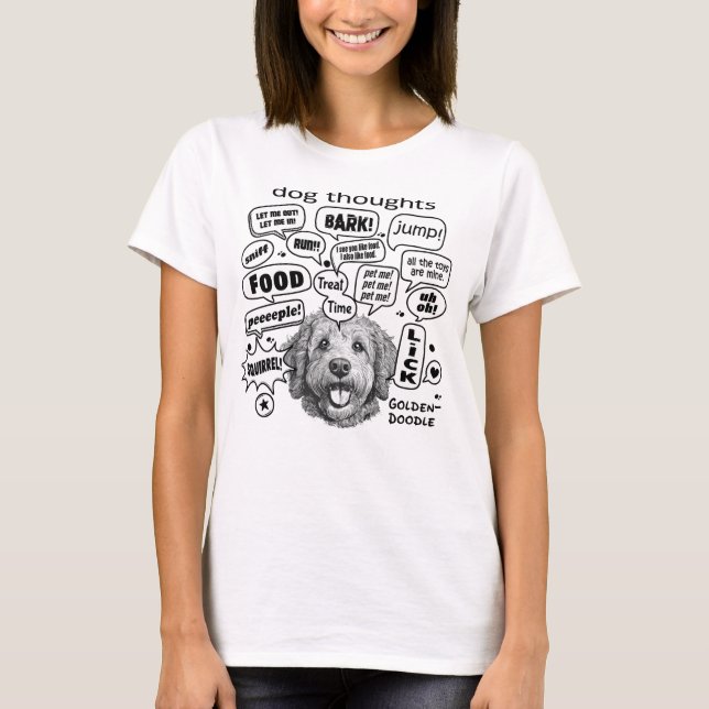Hund Thoughts - Goldendoodle T Shirt (Framsida)