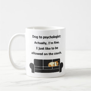 Hund till den roliga humorn för psykologteorisoff kaffemugg