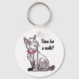 Hund "Time for a Walk"-nyckelkedja Nyckelring