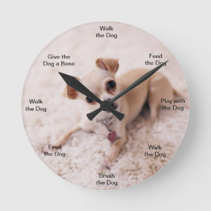 Hund Time Wall Clock Chihuahua Rund Klocka