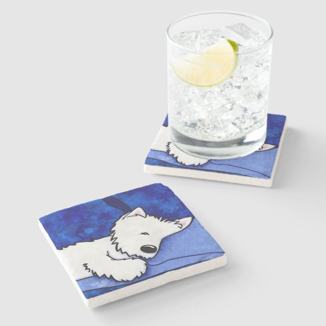 Hund Tired Westie Stone Underlägg (Sidan)