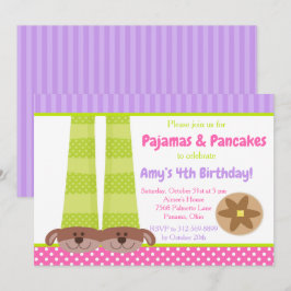 Hund Tofflor Pajamas & Pancakes Födelsedagsfest Inbjudningar