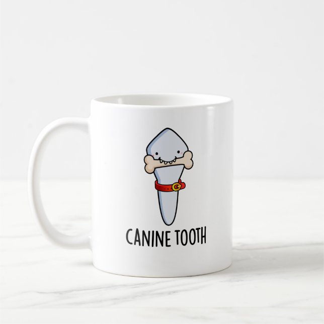 Hund Tooth Funny Dental Pun Kaffemugg (Vänster)