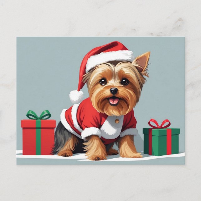 Hund Torrier i jultomten Helg Vykort (Framsida)