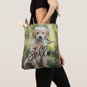 Hund Tote Bag, eget namn Foto Canvass Tygkasse