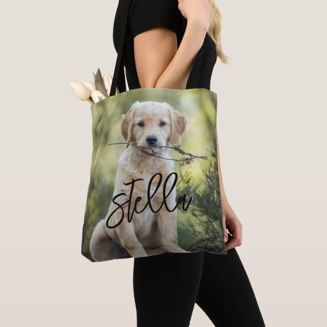 Hund Tote Bag, eget namn Foto Canvass Tygkasse (Närbild)