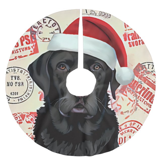 Hund trädrock svart labrador julgransmatta borstad polyester (Framsidan)