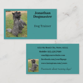 Hund Trainer Aqua Blue Teal Photo Minimal Visitkort