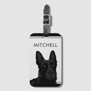 Hund Trainer Black German Shepherd Luggage Tag Bagagebricka